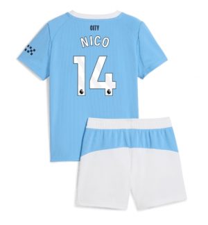 Manchester City Nico Gonzalez #14 Thuis tenue Kinder 2025-26 Korte Mouwen en Broekje Manchester City Nico Gonzalez #14 Thuis tenue Kinder 2025-26 Korte Mouwen en Broekje
