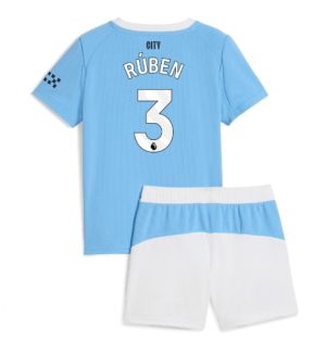 Manchester City Ruben Dias #3 Thuis tenue Kinder 2025-26 Korte Mouwen en Broekje Manchester City Ruben Dias #3 Thuis tenue Kinder 2025-26 Korte Mouwen en Broekje