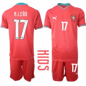Portugal WK 2026 Thuistenue voor Kinderen Rafael Leão #17 Voetbalshirt en Short