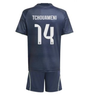 Real Madrid Aurelien Tchouameni #14 Uit tenue Kinder 2025-26 Korte Mouwen en Broekje Real Madrid Aurelien Tchouameni #14 Uit tenue Kinder 2025-26 Korte Mouwen en Broekje