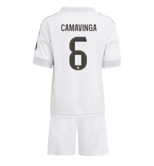 Real Madrid Eduardo Camavinga #6 Thuis tenue Kinder 2025-26 Korte Mouwen en Broekje Real Madrid Eduardo Camavinga #6 Thuis tenue Kinder 2025-26 Korte Mouwen en Broekje