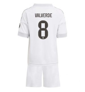 Real Madrid Federico Valverde #8 Thuis tenue Kinder 2025-26 Korte Mouwen en Broekje Real Madrid Federico Valverde #8 Thuis tenue Kinder 2025-26 Korte Mouwen en Broekje