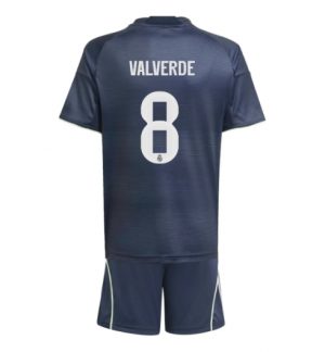Real Madrid Federico Valverde #8 Uit tenue Kinder 2025-26 Korte Mouwen en Broekje Real Madrid Federico Valverde #8 Uit tenue Kinder 2025-26 Korte Mouwen en Broekje