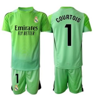 Real Madrid Thibaut Courtois #1 Keeper Uit tenue Kinder 2025-26 Korte Mouwen en Broekje Real Madrid Thibaut Courtois #1 Keeper Uit tenue Kinder 2025-26 Korte Mouwen en Broekje