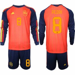 Spanje WK 2026 Thuistenue voor Heren Pedri #8 Voetbalshirt met Lange Mouwen en Short