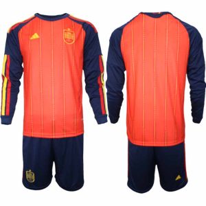 Spanje WK 2026 Thuistenue voor Heren Voetbalshirt met Lange Mouwen en Short