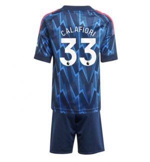 Arsenal Riccardo Calafiori #33 Uit tenue Kinder 2025-26 Korte Mouwen en Broekje
