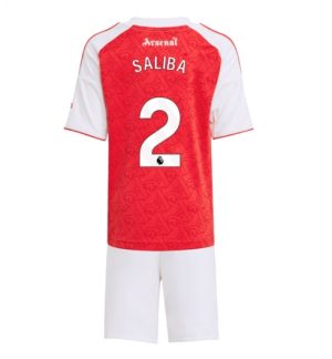 Arsenal William Saliba #2 Thuis tenue Kinder 2025-26 Korte Mouwen en Broekje