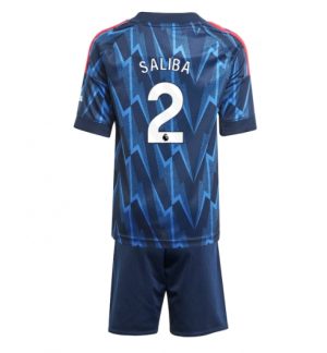 Arsenal William Saliba #2 Uit tenue Kinder 2025-26 Korte Mouwen en Broekje
