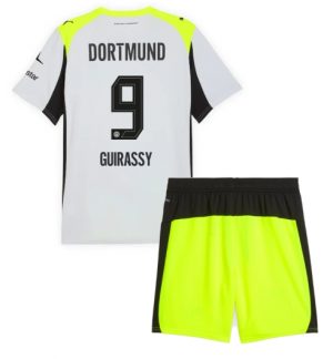 Borussia Dortmund Serhou Guirassy #9 Uit tenue Kinder 2025-26 Korte Mouwen en Broekje