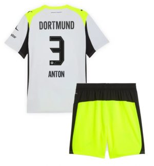 Borussia Dortmund Waldemar Anton #3 Uit tenue Kinder 2025-26 Korte Mouwen en Broekje