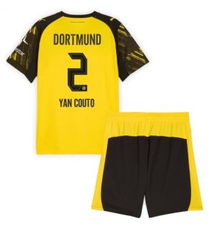 Borussia Dortmund Yan Couto #2 Thuis tenue Kinder 2025-26 Korte Mouwen en Broekje