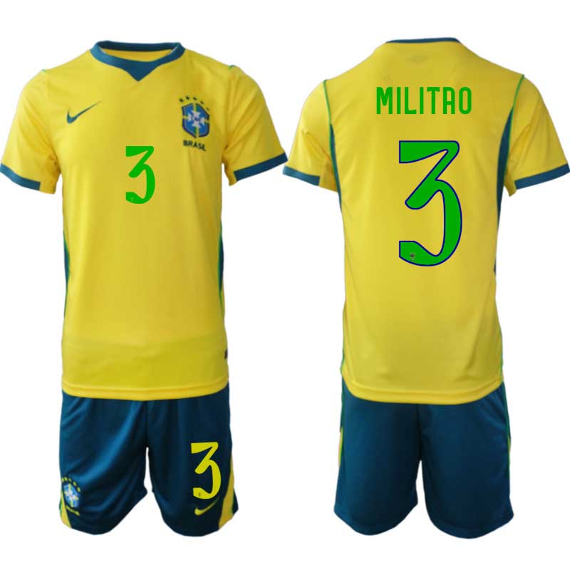 Brazilië WK 2026 Thuistenue Heren Éder Militão #3 Voetbalshirt + Shorts Brazilië WK 2026 Thuistenue Heren Éder Militão #3 Voetbalshirt + Shorts