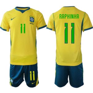 Brazilië WK 2026 Thuistenue Heren Raphinha #11 Voetbalshirt + Shorts Brazilië WK 2026 Thuistenue Heren Raphinha #11 Voetbalshirt + Shorts