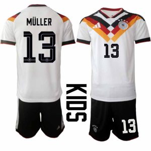 Duitsland WK 2026 Thuistenue Kinderen Thomas Müller #13 Voetbalshirt + Shorts