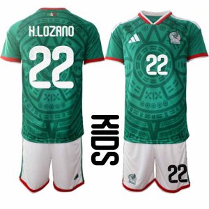 Mexico WK 2026 Thuistenue Kinderen Hirving Lozano #22 Voetbalshirt + Shorts
