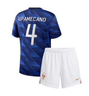 Frankrijk Dayot Upamecano #4 Thuis tenue Kids WK 2026 Voetbalshirt + Shorts Set