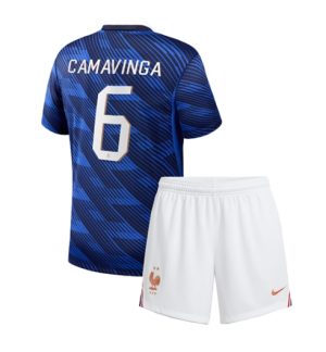 Frankrijk Eduardo Camavinga #6 Thuis tenue Kids WK 2026 Voetbalshirt + Shorts Set