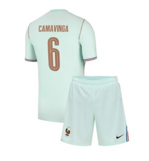 Frankrijk Eduardo Camavinga #6 Uit tenue Kids WK 2026 Voetbalshirt + Shorts Set