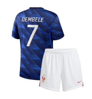 Frankrijk Ousmane Dembele #7 Thuis tenue Kids WK 2026 Voetbalshirt + Shorts Set Frankrijk Ousmane Dembele #7 Thuis tenue Kids WK 2026 Voetbalshirt + Shorts Set