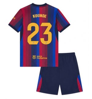 Barcelona Jules Kounde #23 Thuis tenue Kids 2026-27 Korte Mouw Voetbalshirt (+ broek) Barcelona Jules Kounde #23 Thuis tenue Kids 2026-27 Korte Mouw Voetbalshirt (+ broek)